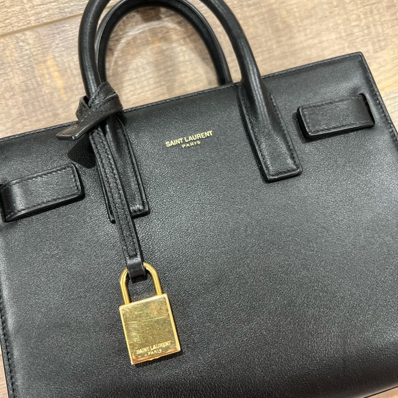 Saint Laurent Sac De Jour Nano Soft Black Leather Satchel Bag and Gold Hardware - Picture 3 of 8